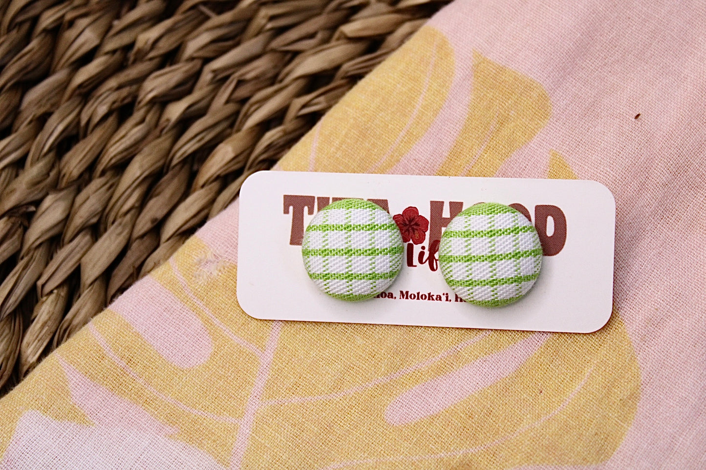 Lime Green Palaka Studs